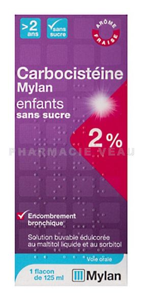 CARBOCISTEINE MYLAN 2% ENFANTS SANS SUCRE
