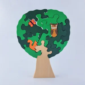 Puzzle vertical en bois – Arbre avec animaux