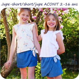 ACONIT – patron de jupe-short, short ou jupe pour fille du 2 au 16 ans