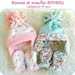 BIDIBOU – Patron de bonnet et moufles pour bébé