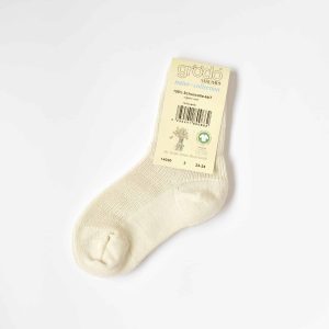 Chaussettes fines enfant en laine mérinos bio – naturel Grödo