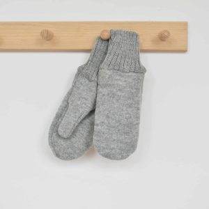 Moufles en laine bouillie bio – gris clair Disana