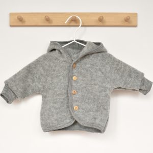 Veste à capuche en laine mérinos bio – gris clair Engel