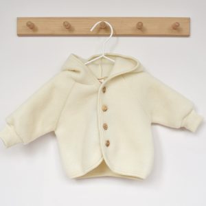 Veste à capuche en laine mérinos bio – écru Engel