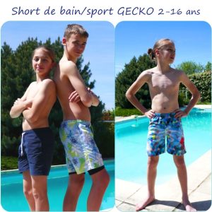 GECKO – patron short de bain/sport pour garçon du 2 au 16 ans
