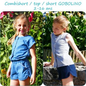 GOBOLINO – patron combishort, top ou short pour fille du 2 au 16 ans