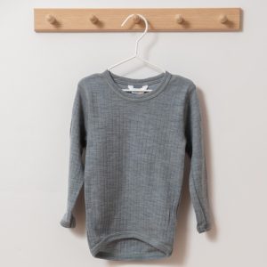 T-shirt manches longues en laine mérinos – gris Joha</a>