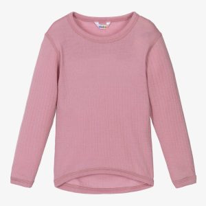 T-shirt manches longues en laine mérinos – rose Joha