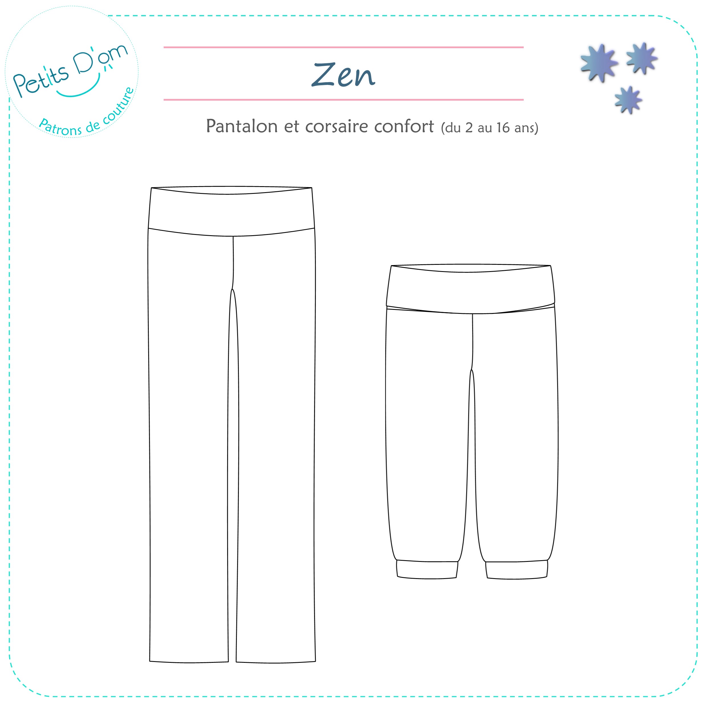 ZEN – Patron pantalon ou corsaire confort du 2 au 16 ans – Image 2