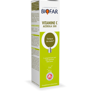 Biofar Vitamine C Acérola 500 – – 20 Comprimés Effervescents