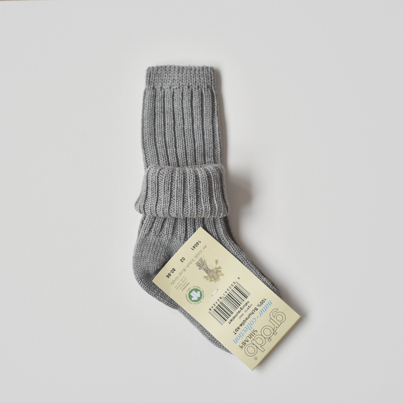 Chaussettes hautes et épaisses bébé en laine mérinos bio – gris Grödo – Image 3