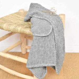 Couverture bébé en laine mérinos bio (maille tricot) – gris Disana