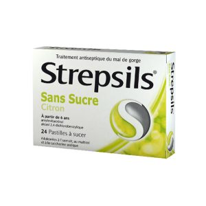 Strepsils Citron Sans Sucre, 24 Pastille