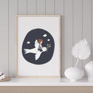 Affiche A4 – Poster enfant – L&rsquo;enfant et l&rsquo;hirondelle