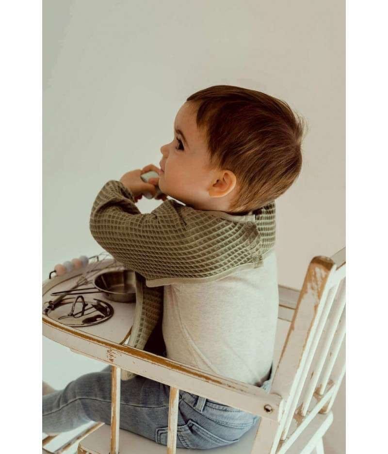 Bavoir à manches nid d’abeille – Image 3