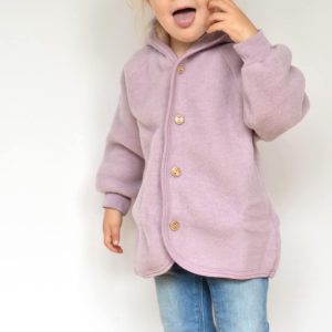 Veste à capuche en laine mérinos bio – rose lila Engel